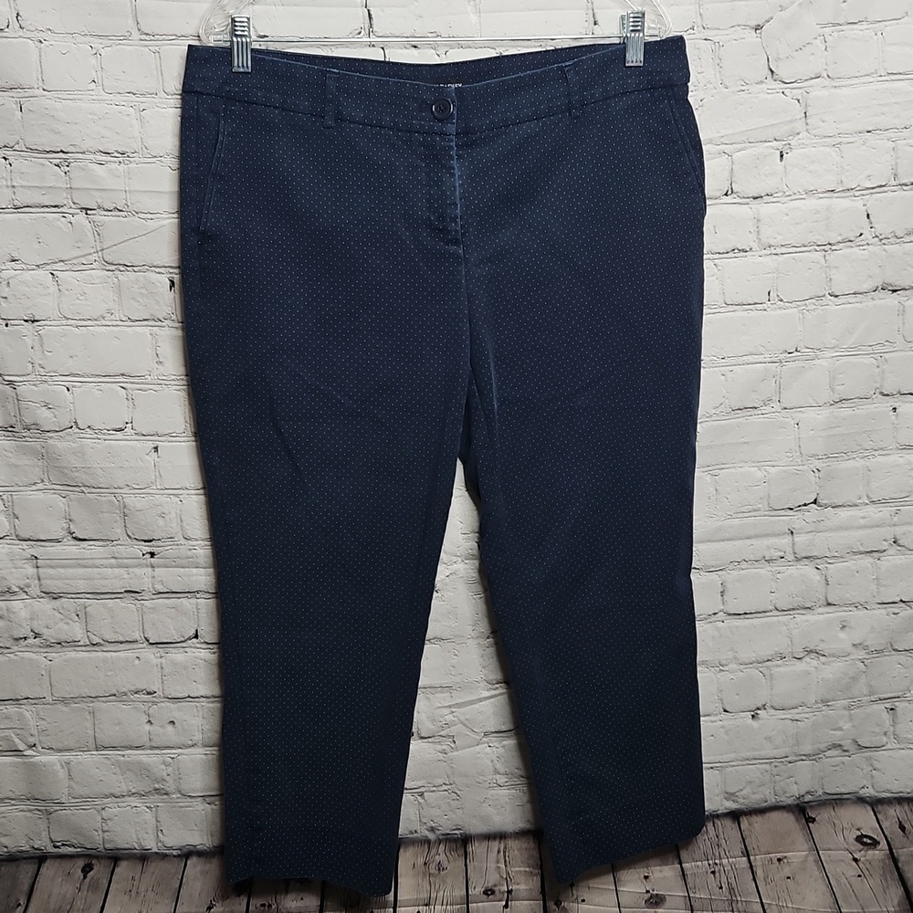 Hilary Radley Polka Dot Crop Pants Navy White Size 14